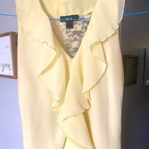 Pale Yellow Tank Blouse with lace detail on the upper back